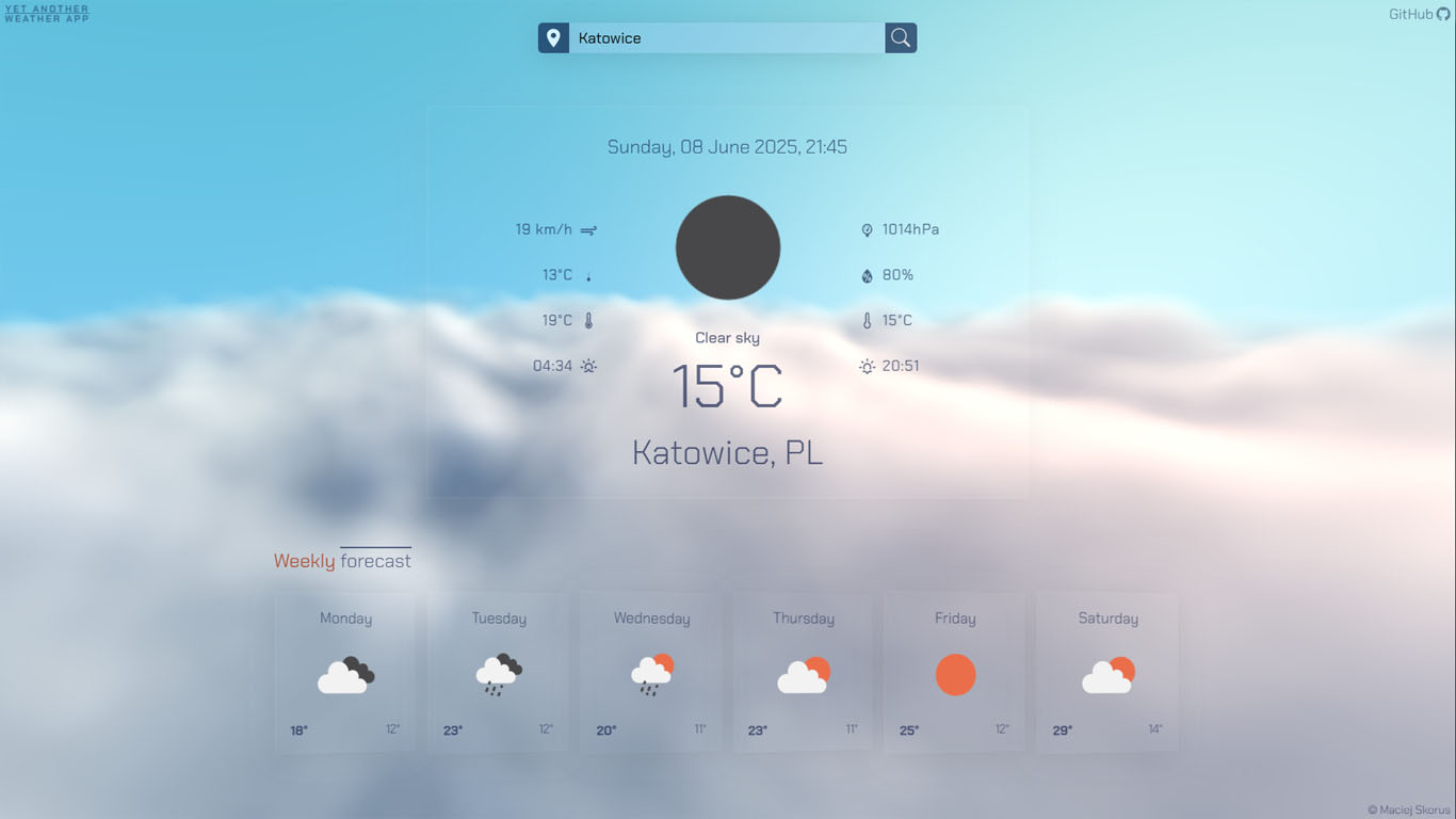 Screenshot of Yet Another Weather App