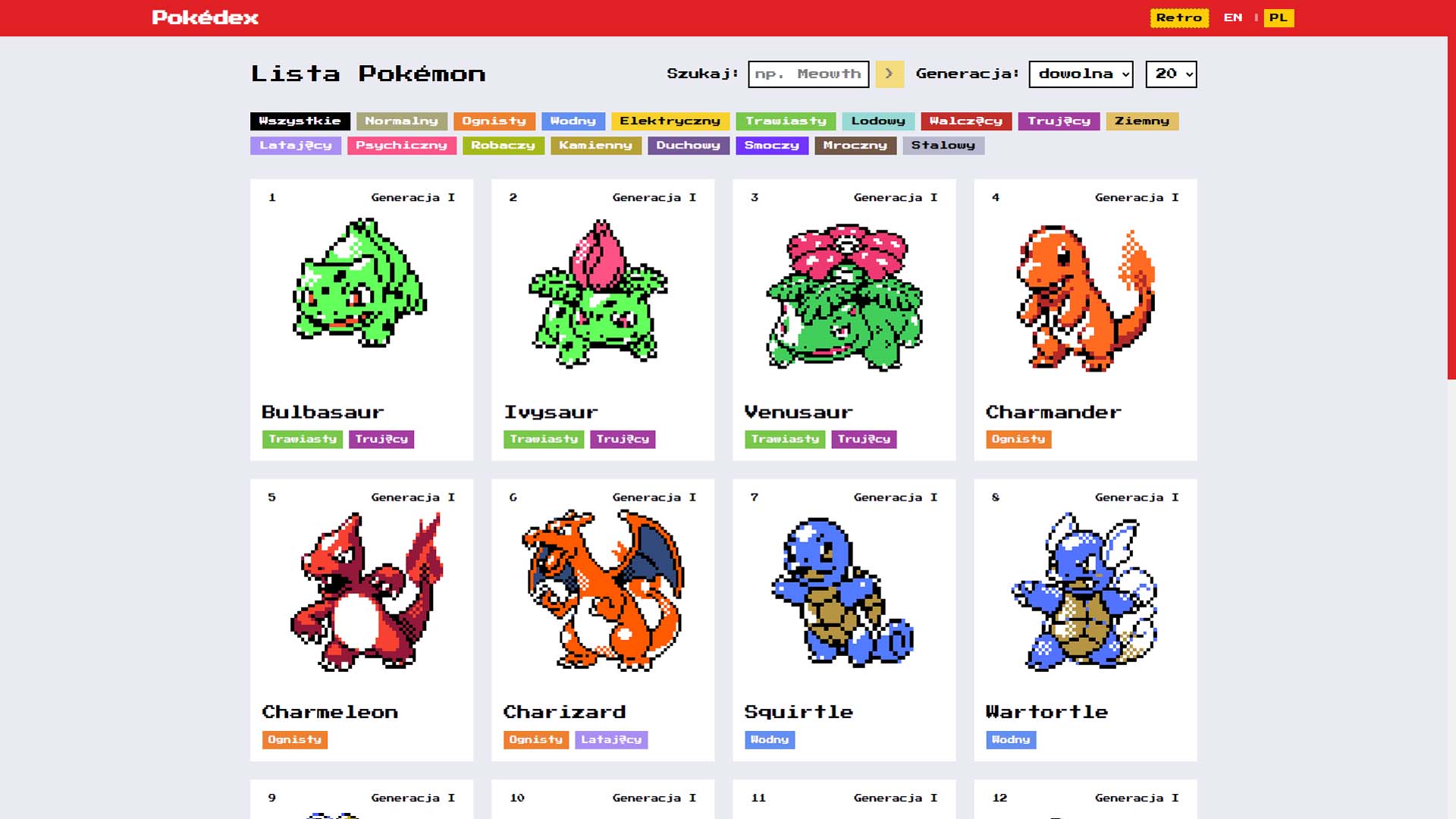 Zrzut ekranu: Pokédex